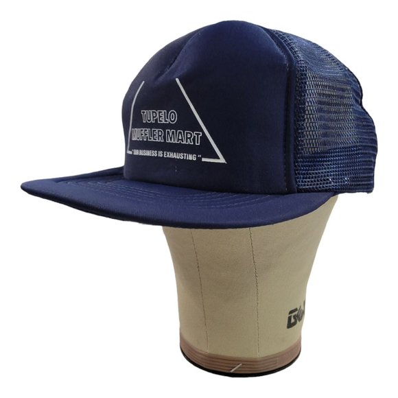 Vintage K Studio Tupelo Muffler Mart Trucker Hat Mesh Snapback Cap Foam Blue - Picture 2 of 12